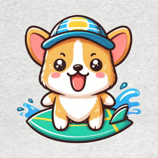 Surfing corgi dog by WellnerCreations